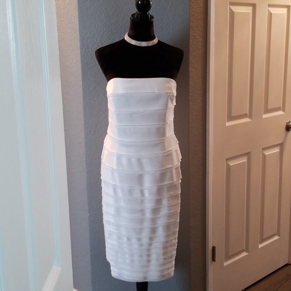 All white  Strapless dress